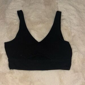 Black cropped tank top with cut out